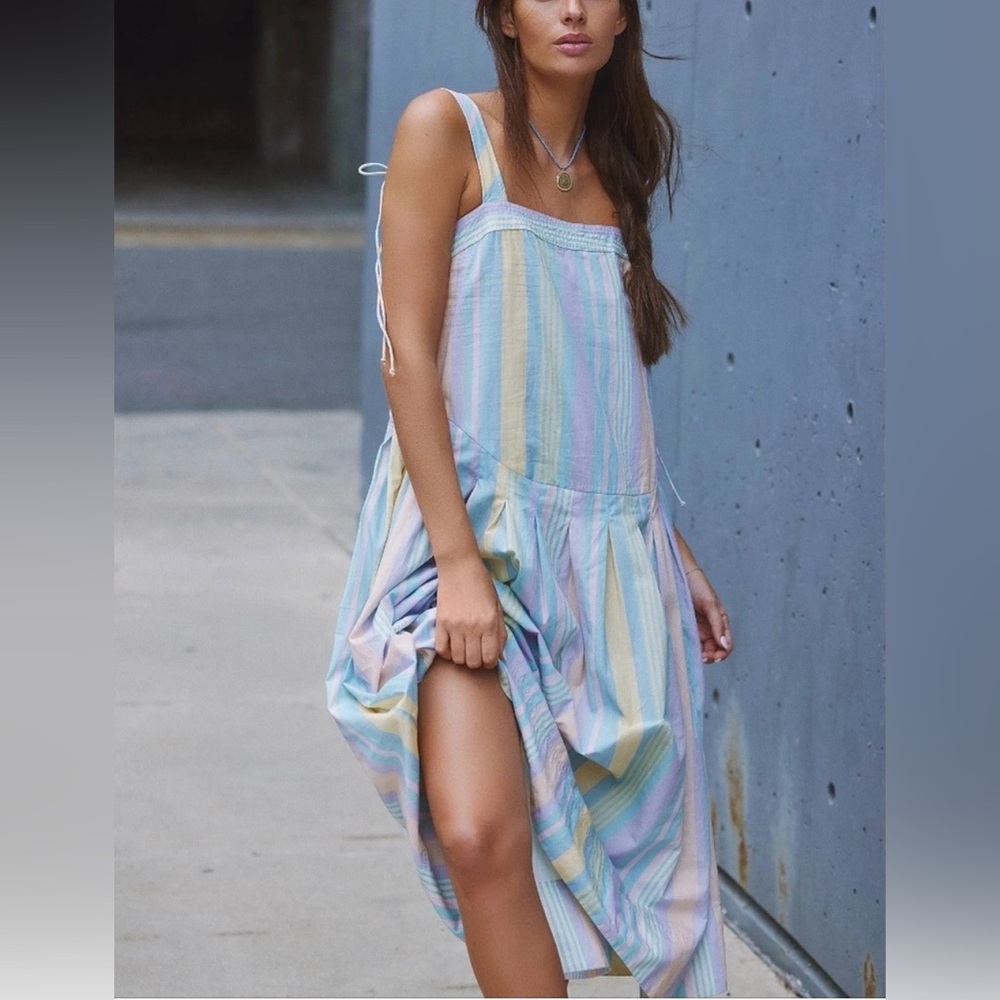 Free People Primavera Stripe Cotton Midi Dress small